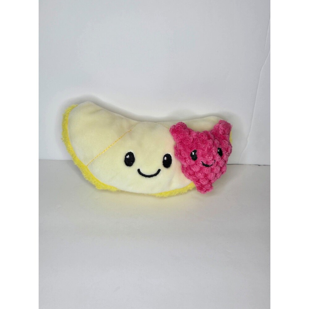 Lemon Plush Stuffed Animal with Crocheted Raspberry Velcro on Bottom